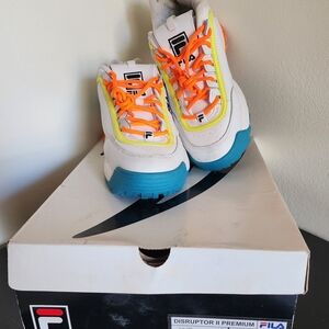 Fila Sneakers - White, Orange, and Blue